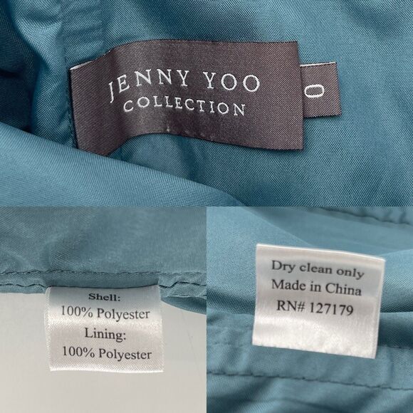 Jenny Yoo Womens Dress Size 0 Blue Chiffon Draped Strapless Sweetheart Neck Mini - Picture 6 of 9